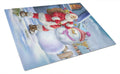 Christmas Santa Claus and Snowman Cutting Board Tempered Glass Kitchen Cutting Surface, Heat Resistant Chopping, Non-Slip Feet, Food Prep & Serving