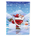 Christmas Santa Claus Ice Skating House Flag 28x40 Porch Sleeve Pole Decorative Outside Yard Banner Artwork Wall Hanging, Polyester