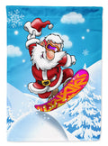 Christmas Santa Claus Snowboarding House Flag 28x40 Porch Sleeve Pole Decorative Outside Yard Banner Artwork Wall Hanging, Polyester