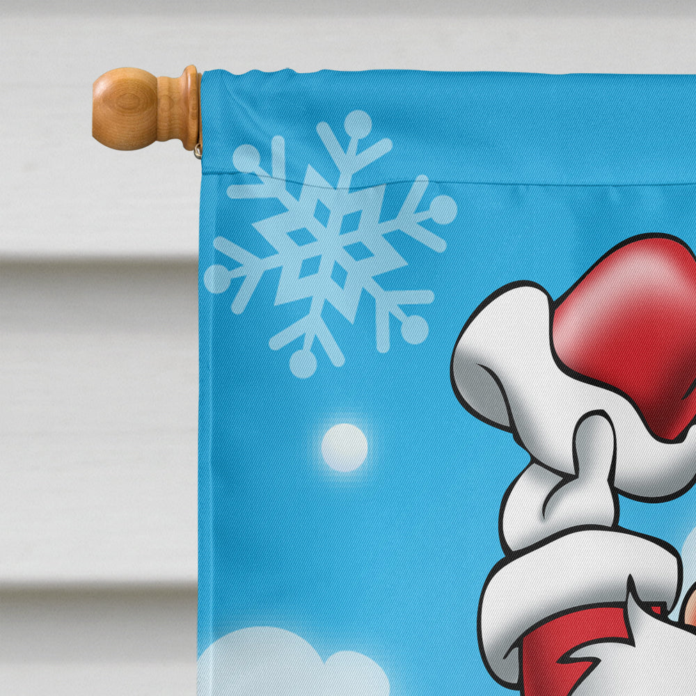 Christmas Santa Claus Snowboarding House Flag 28x40 Porch Sleeve Pole Decorative Outside Yard Banner Artwork Wall Hanging, Polyester