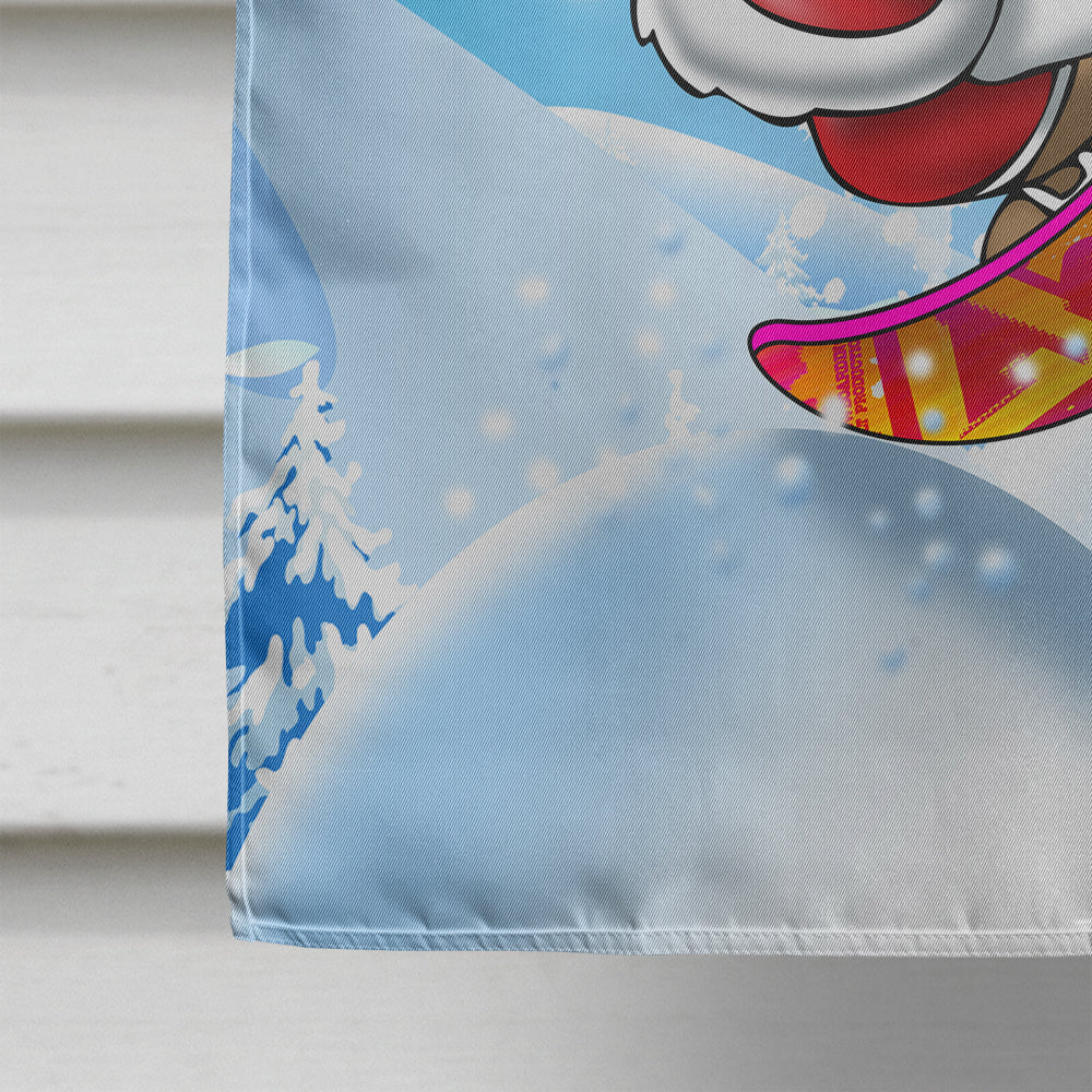 Christmas Santa Claus Snowboarding House Flag 28x40 Porch Sleeve Pole Decorative Outside Yard Banner Artwork Wall Hanging, Polyester