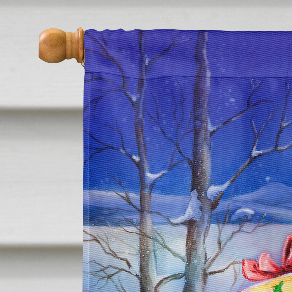 Christmas Santa Claus with Rabbits House Flag 28x40 Porch Sleeve Pole Decorative Outside Yard Banner Artwork Wall Hanging, Polyester