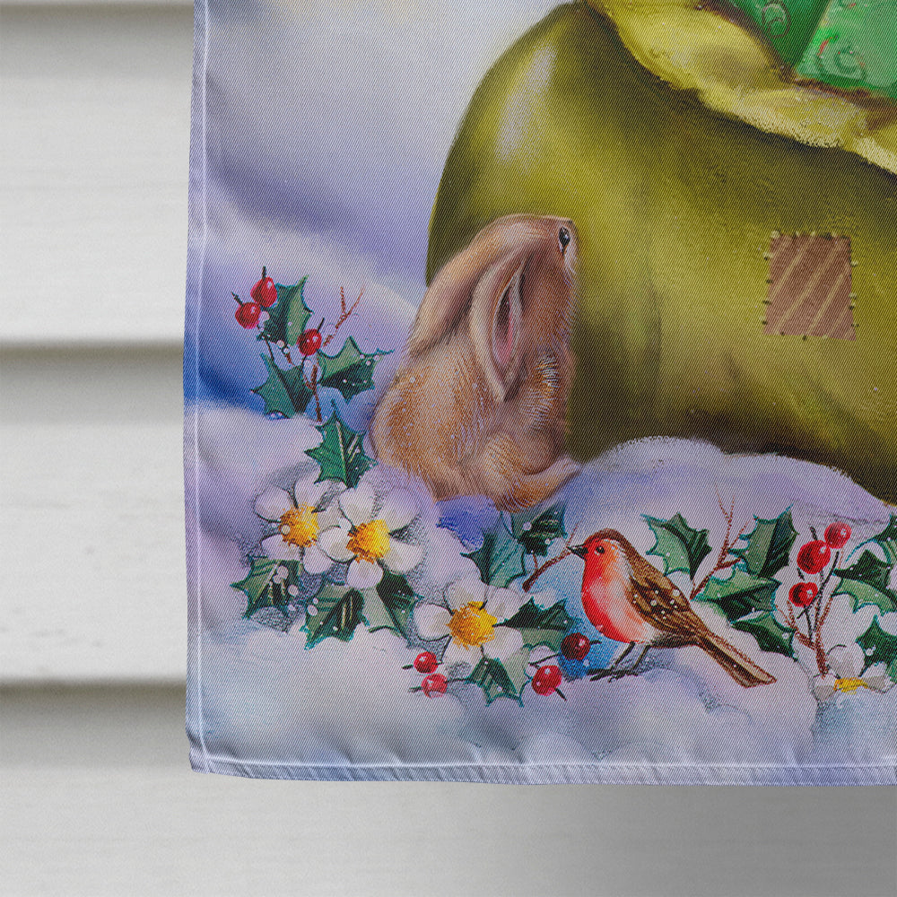 Christmas Santa Claus with Rabbits House Flag 28x40 Porch Sleeve Pole Decorative Outside Yard Banner Artwork Wall Hanging, Polyester