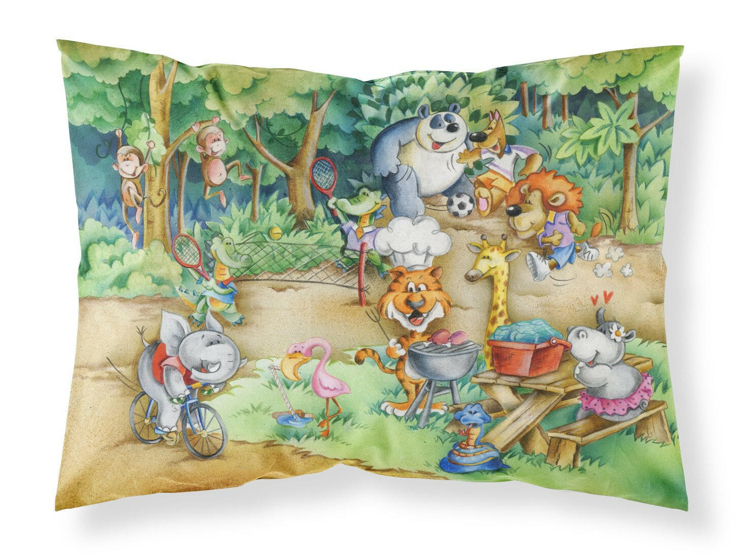 Animals at A Picnic Standard Pillowcase Lightweight Super Soft Easy Care Decorative Artwork Pillowcase, Standard