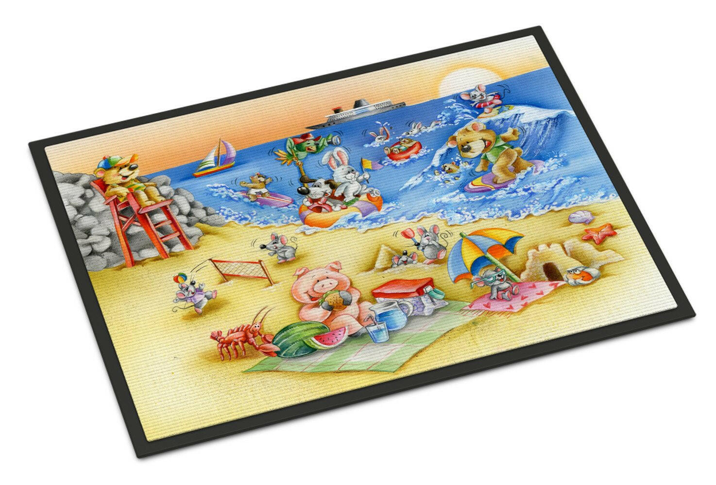 Animals Swimming at the Beach Doormat Indoor Outdoor 24H X 36W Front Door Mat Rugs for Entryway, Non Slip Washable Low Pile,