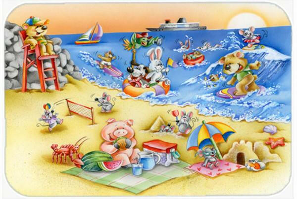 Animals Swimming at the Beach Cutting Board Tempered Glass Kitchen Cutting Surface, Heat Resistant Chopping, Non-Slip Feet, Food Prep & Serving