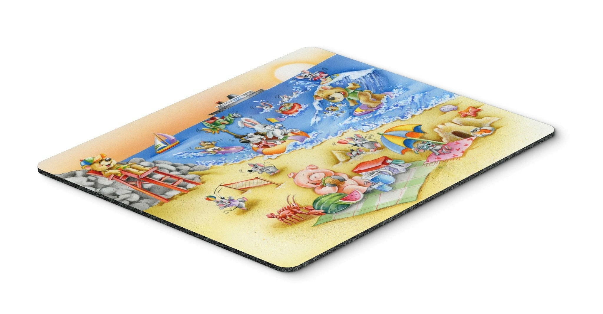 Animals Swimming at the Beach Mouse Pad, Heat Resistant Trivet Hot Pad , Non Slip Rubber Desk Mat, Kitchen Counter Protector, Home Office Decor Gift