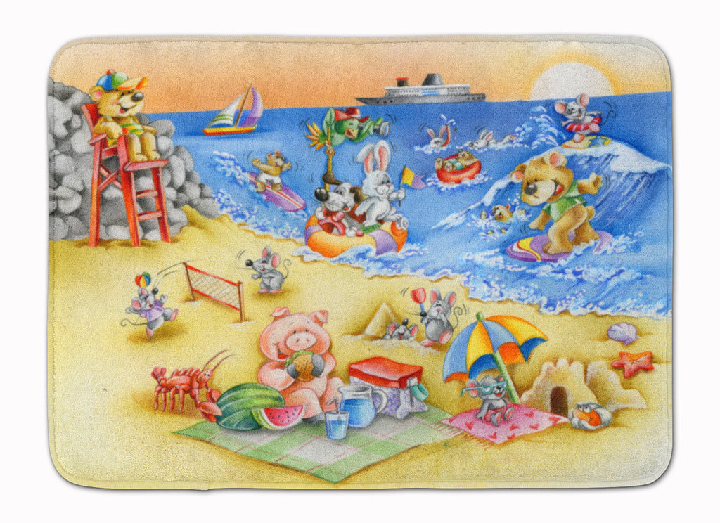 Animals Swimming at the Beach Memory Foam Kitchen Mat Machine Washable Anti-Fatigue Cushion Comfort Bath or Kitchen Rug