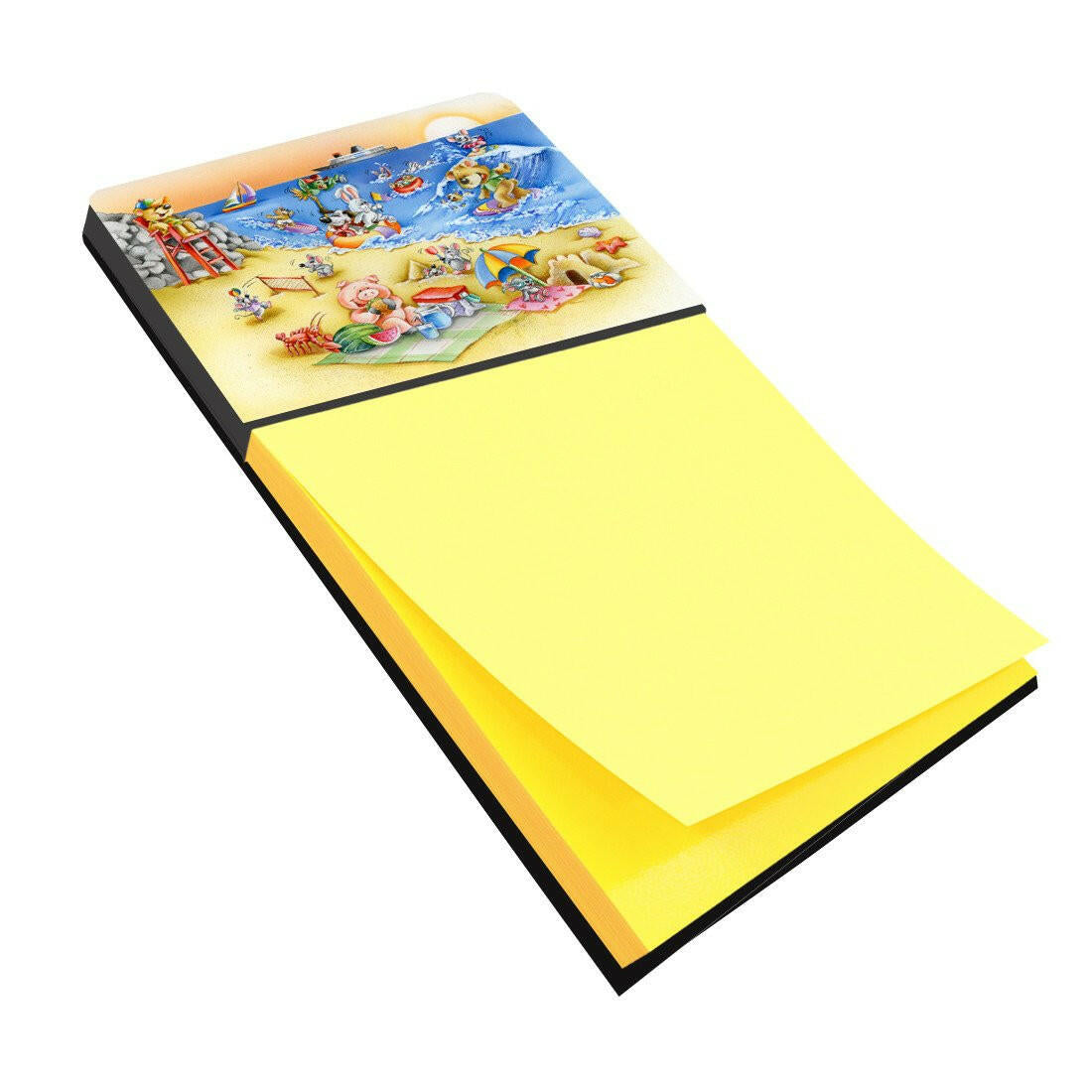 Animals Swimming at the Beach Watercolor Sticky Note Holder Refillable Dispenser Desk Accessory 3x3 Pad Gift