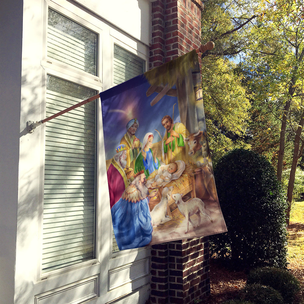 Christmas Nativity with Wise Men House Flag 28x40 Porch Sleeve Pole Decorative Outside Yard Banner Artwork Wall Hanging, Polyester