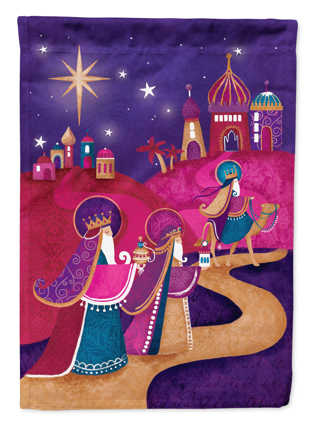 Christmas Wise Men in Purple House Flag 28x40 Porch Sleeve Pole Decorative Outside Yard Banner Artwork Wall Hanging, Polyester