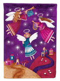Christmas Angels in Purple House Flag 28x40 Porch Sleeve Pole Decorative Outside Yard Banner Artwork Wall Hanging, Polyester