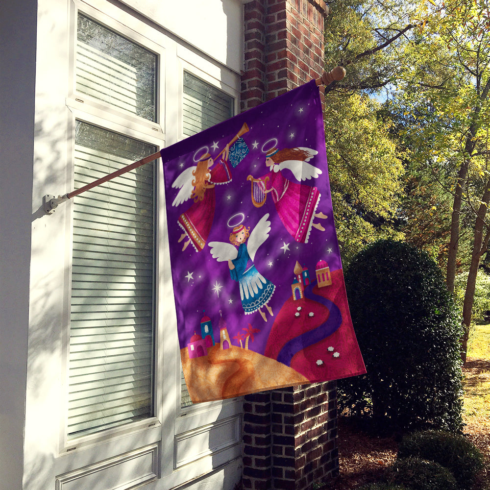 Christmas Angels in Purple House Flag 28x40 Porch Sleeve Pole Decorative Outside Yard Banner Artwork Wall Hanging, Polyester