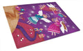 Christmas Angels in Purple Cutting Board Tempered Glass Kitchen Cutting Surface, Heat Resistant Chopping, Non-Slip Feet, Food Prep & Serving