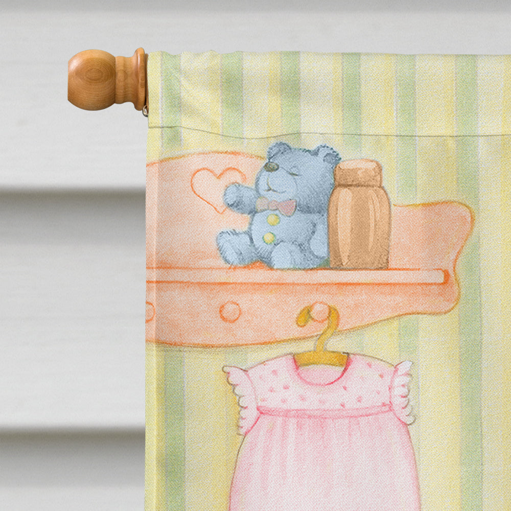 New Baby in Crib House Flag 28x40 Porch Sleeve Pole Decorative Outside Yard Banner Artwork Wall Hanging, Polyester