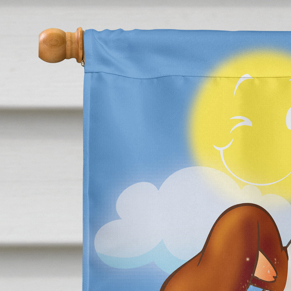 Dog Water Skiing House Flag 28x40 Porch Sleeve Pole Decorative Outside Yard Banner Artwork Wall Hanging, Polyester