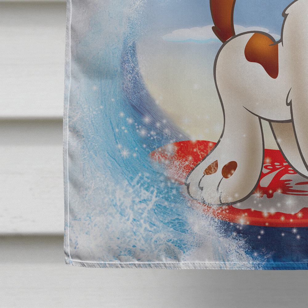 Dog Water Skiing House Flag 28x40 Porch Sleeve Pole Decorative Outside Yard Banner Artwork Wall Hanging, Polyester