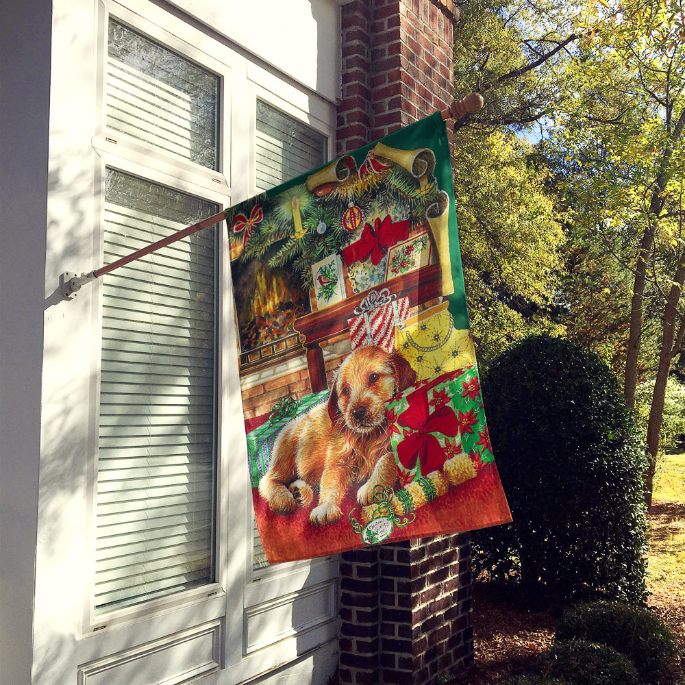 Christmas Puppy House Flag 28x40 Porch Sleeve Pole Decorative Outside Yard Banner Artwork Wall Hanging, Polyester