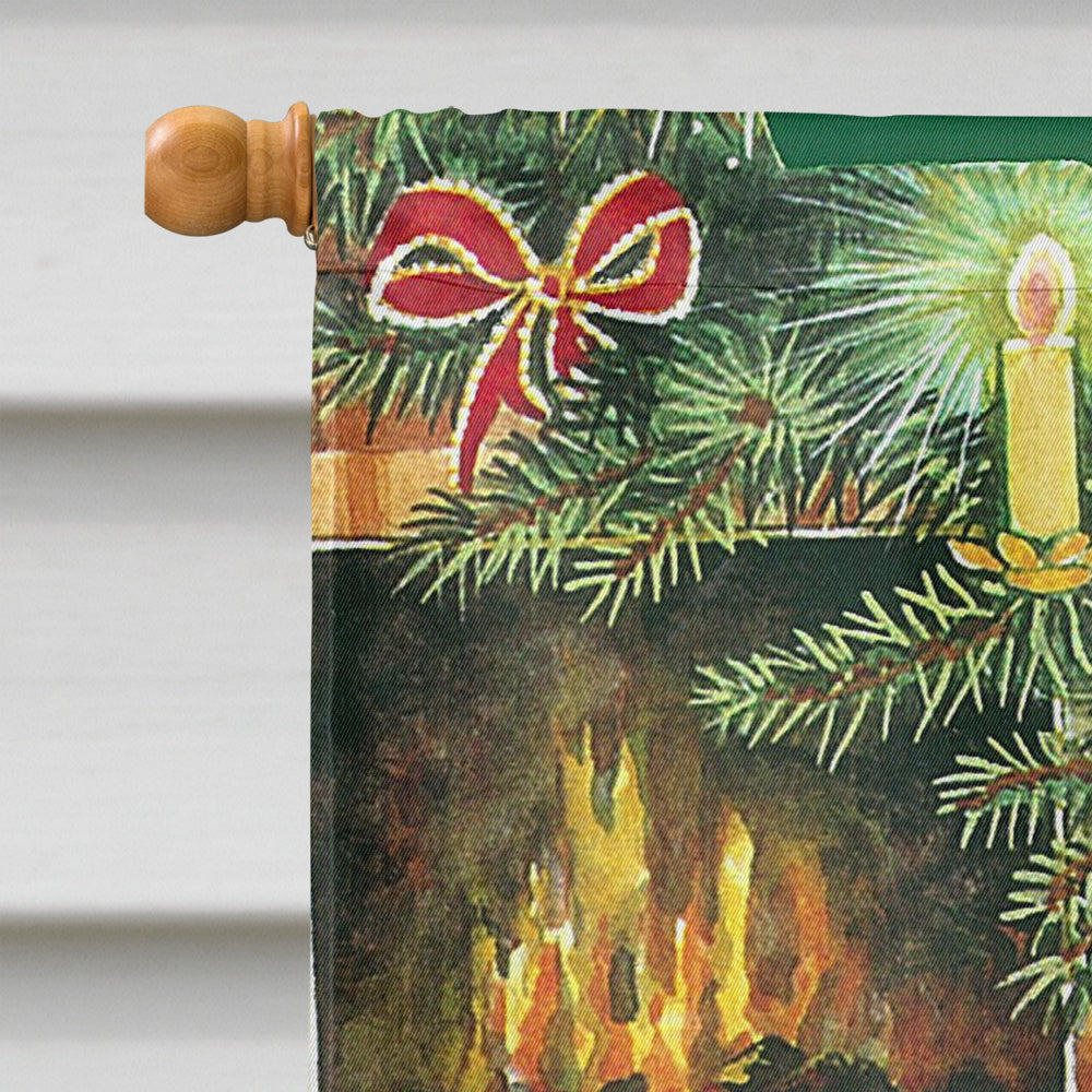 Christmas Puppy House Flag 28x40 Porch Sleeve Pole Decorative Outside Yard Banner Artwork Wall Hanging, Polyester