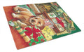 Christmas Puppy Cutting Board Tempered Glass Kitchen Cutting Surface, Heat Resistant Chopping, Non-Slip Feet, Food Prep & Serving