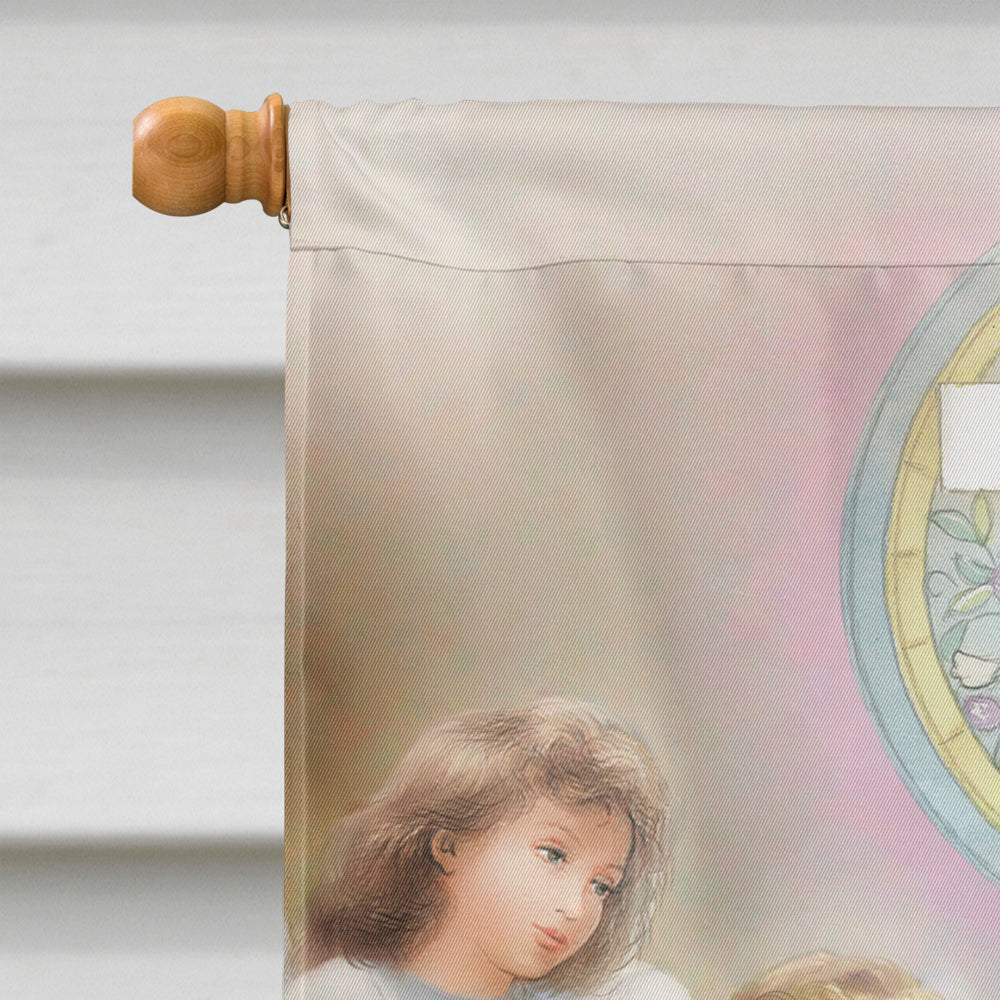 First Communion Girl House Flag 28x40 Porch Sleeve Pole Decorative Outside Yard Banner Artwork Wall Hanging, Polyester