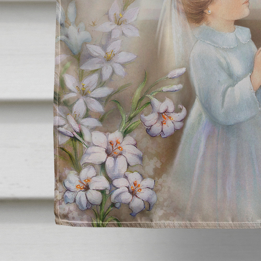 First Communion Girl House Flag 28x40 Porch Sleeve Pole Decorative Outside Yard Banner Artwork Wall Hanging, Polyester