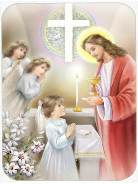 First Communion Girl Mouse Pad, Heat Resistant Trivet Hot Pad , Non Slip Rubber Desk Mat, Kitchen Counter Protector, Home Office Decor Gift