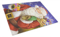 Christmas Santa Claus Ready to Work Cutting Board Tempered Glass Kitchen Cutting Surface, Heat Resistant Chopping, Non-Slip Feet, Food Prep & Serving