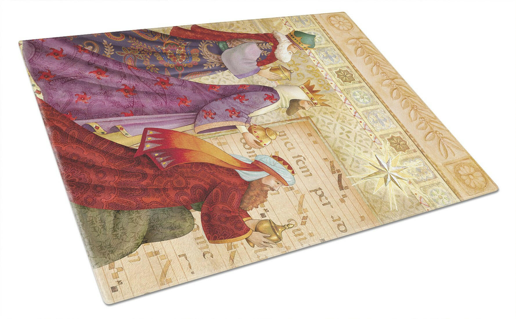 Christmas Three Wise Men Cutting Board Tempered Glass Kitchen Cutting Surface, Heat Resistant Chopping, Non-Slip Feet, Food Prep & Serving
