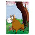Bull under the Tree House Flag 28x40 Porch Sleeve Pole Decorative Outside Yard Banner Artwork Wall Hanging, Polyester