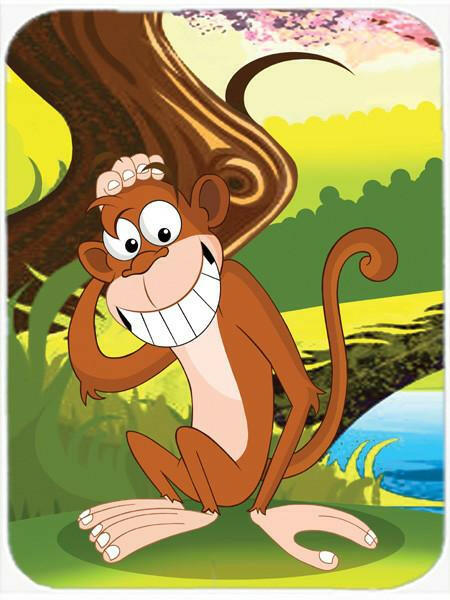 Monkey under the Tree Cutting Board Tempered Glass Kitchen Cutting Surface, Heat Resistant Chopping, Non-Slip Feet, Food Prep & Serving