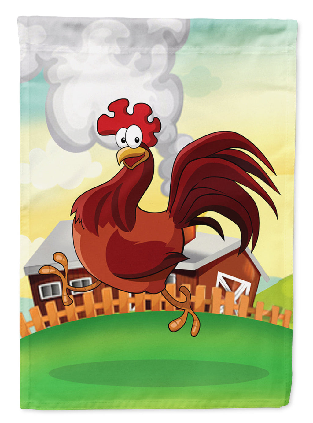 Rooster Chicken on the Run House Flag 28x40 Porch Sleeve Pole Decorative Outside Yard Banner Artwork Wall Hanging, Polyester