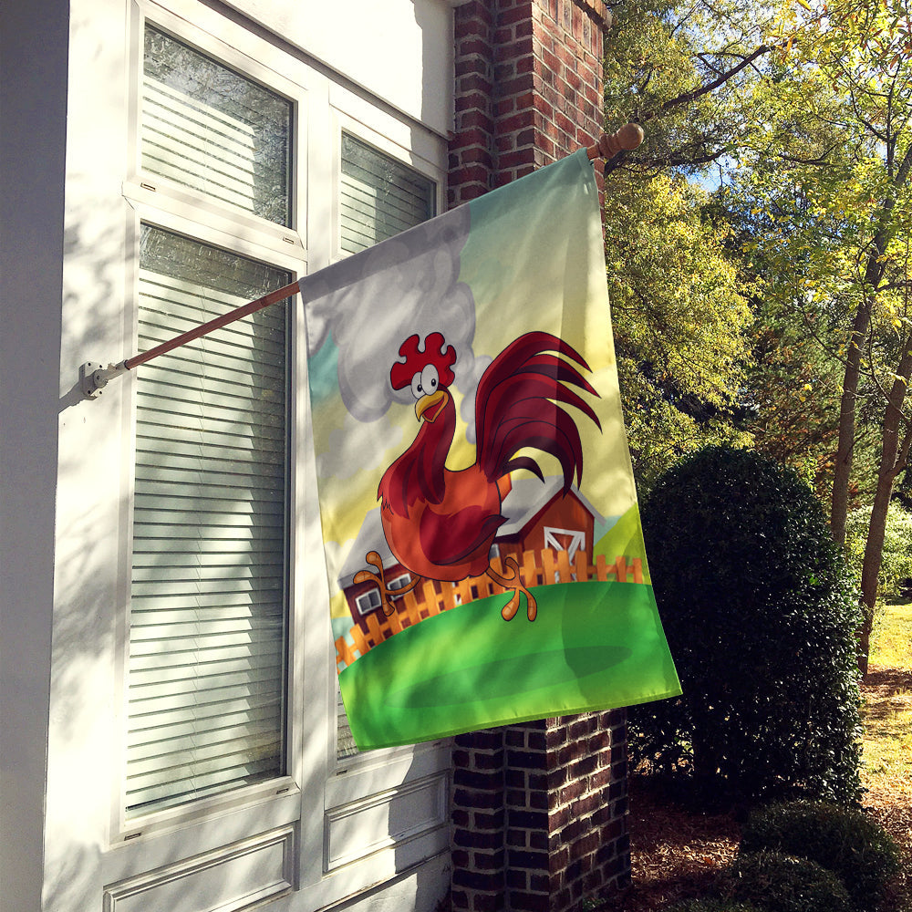 Rooster Chicken on the Run House Flag 28x40 Porch Sleeve Pole Decorative Outside Yard Banner Artwork Wall Hanging, Polyester