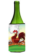 Rooster Chicken on the Run Wine Bottle Hugger Gift Sleeve for Standard 750 ml Bottles, Insulated Reusable Also Fits Mini Shot & Pint Bottles