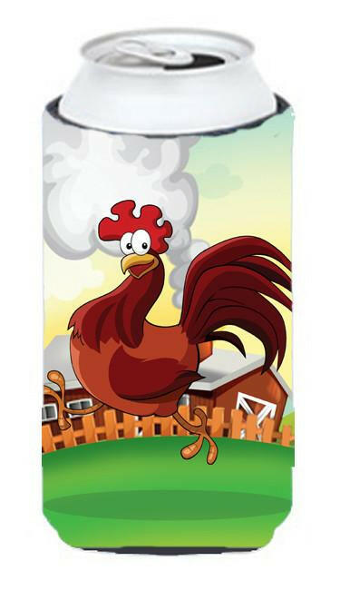 Rooster Chicken on the Run Tall Boy Hugger Can Cooler Sleeve Machine Washable Drink Collapsible Insulator Beverage Insulated Holder