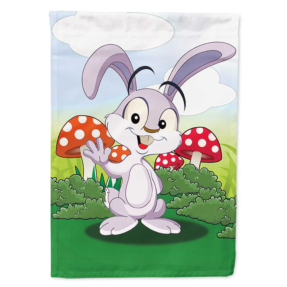 Bunny Rabbit in Mushrooms House Flag 28x40 Porch Sleeve Pole Decorative Outside Yard Banner Artwork Wall Hanging, Polyester