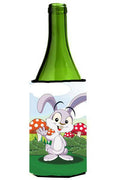 Bunny Rabbit in Mushrooms Wine Bottle Hugger Gift Sleeve for Standard 750 ml Bottles, Insulated Reusable Also Fits Mini Shot & Pint Bottles