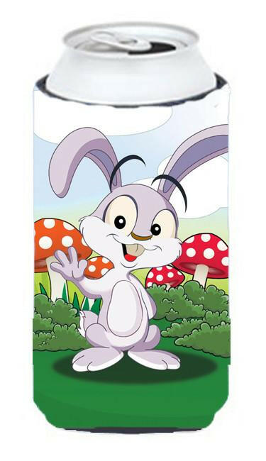 Bunny Rabbit in Mushrooms Tall Boy Hugger Can Cooler Sleeve Machine Washable Drink Collapsible Insulator Beverage Insulated Holder