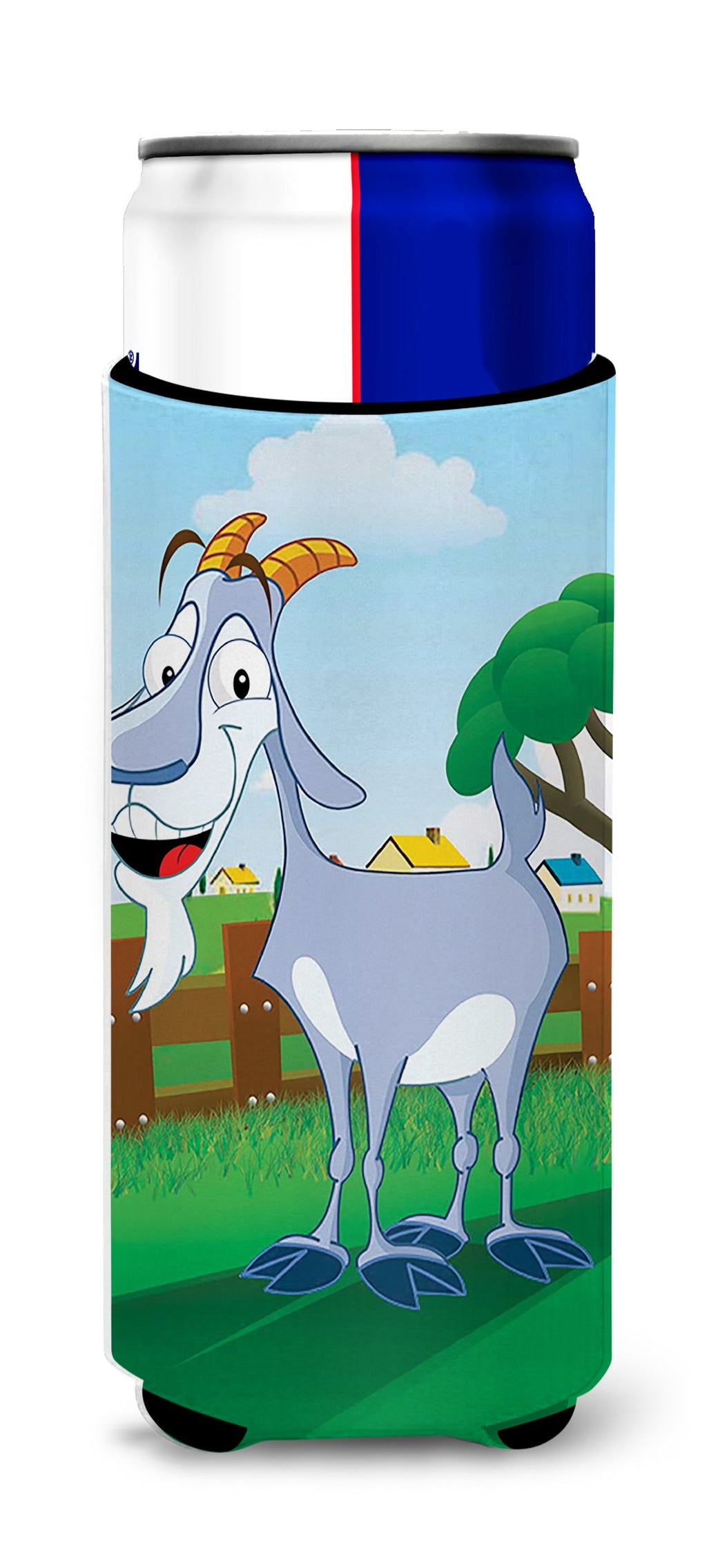 Billy the Goat Slim Can Hugger , Insulated Foam Hugger for 12 oz Slim Cans, Beer Bottles & Water Bottles, Printed in USA