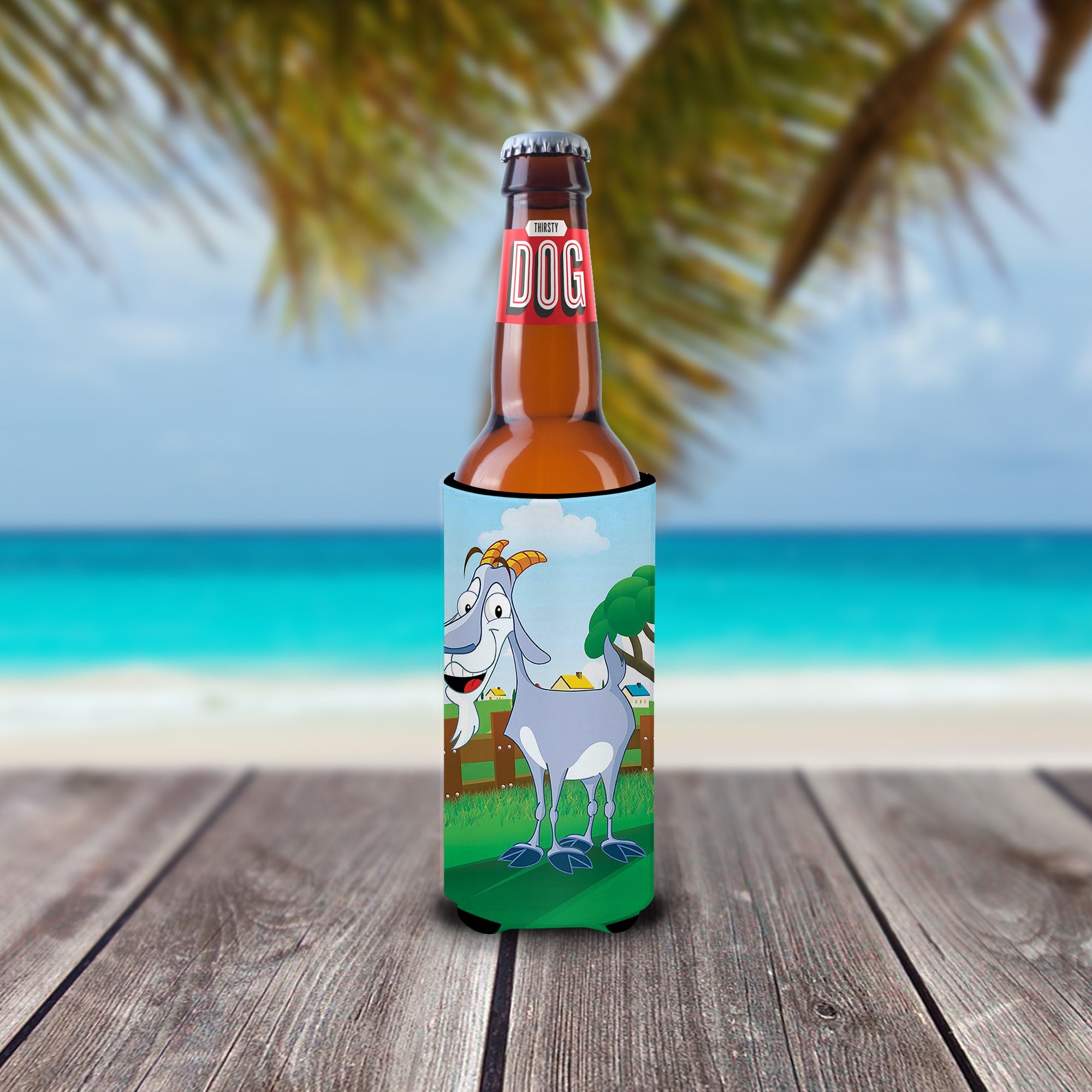 Billy the Goat Slim Can Hugger , Insulated Foam Hugger for 12 oz Slim Cans, Beer Bottles & Water Bottles, Printed in USA