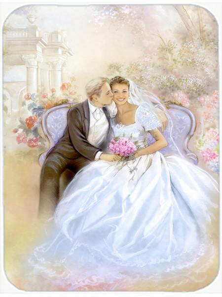 Wedding Couple Kiss Cutting Board Tempered Glass Kitchen Cutting Surface, Heat Resistant Chopping, Non-Slip Feet, Food Prep & Serving