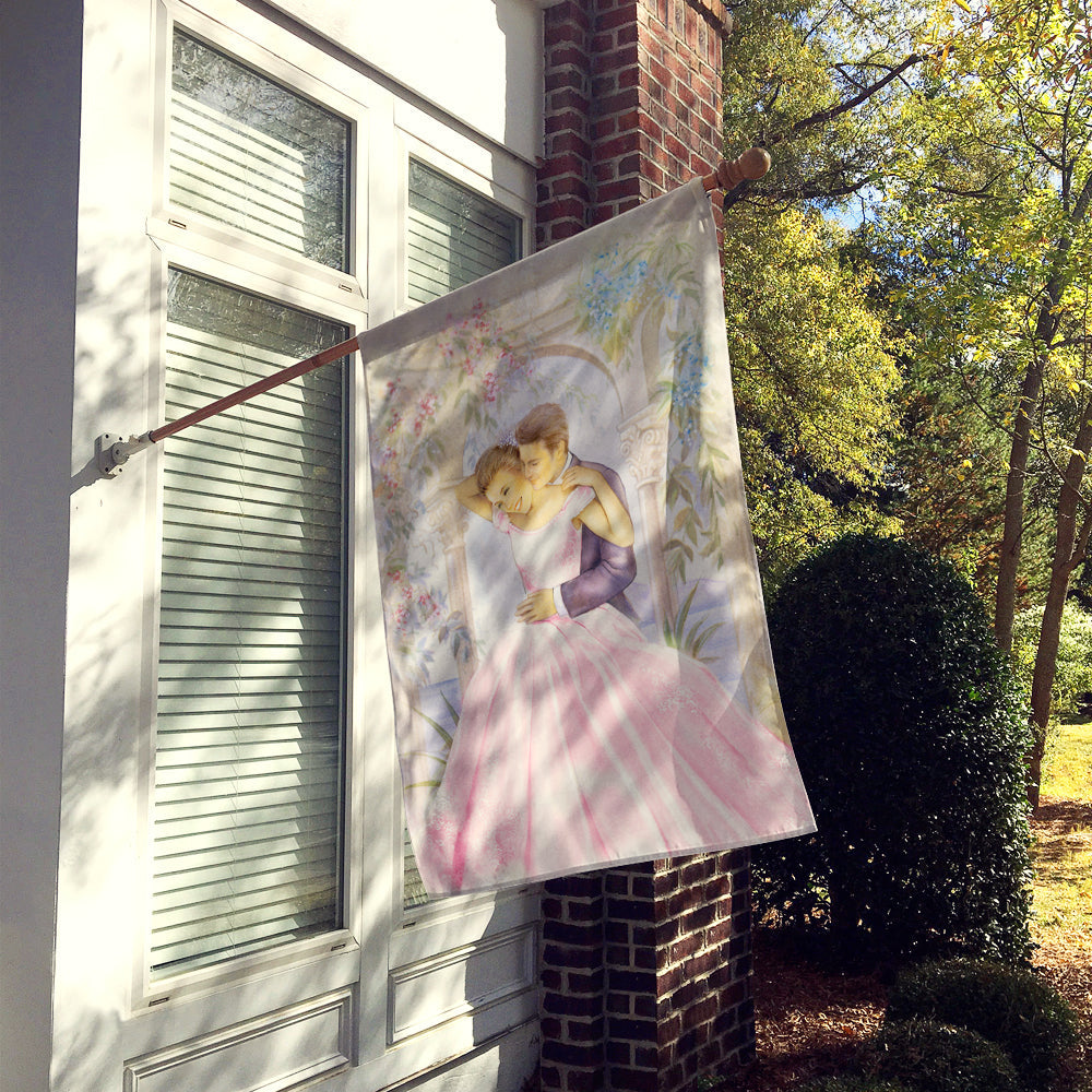 Romantic Couple Kiss House Flag 28x40 Porch Sleeve Pole Decorative Outside Yard Banner Artwork Wall Hanging, Polyester