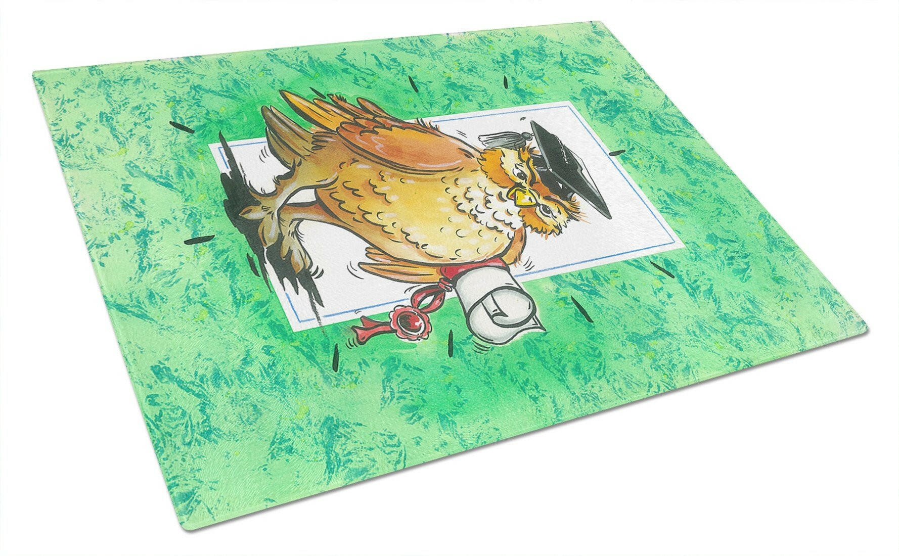 Graduation The Wise Owl Cutting Board Tempered Glass Kitchen Cutting Surface, Heat Resistant Chopping, Non-Slip Feet, Food Prep & Serving