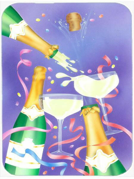 Celebrate New Years Toast Cutting Board Tempered Glass Kitchen Cutting Surface, Heat Resistant Chopping, Non-Slip Feet, Food Prep & Serving