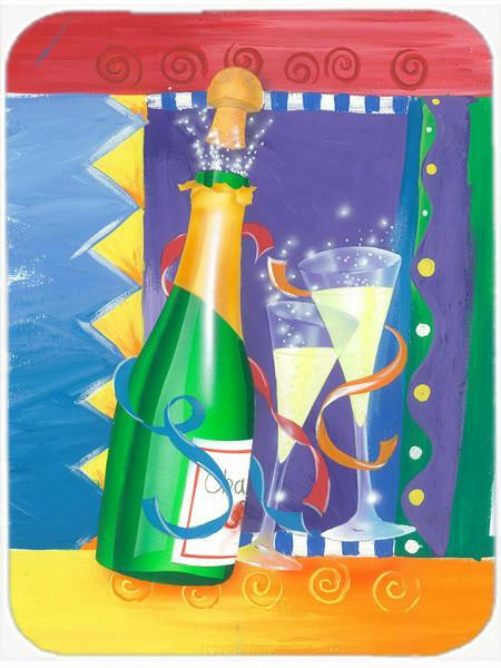 New Years Celebration Toast Cutting Board Tempered Glass Kitchen Cutting Surface, Heat Resistant Chopping, Non-Slip Feet, Food Prep & Serving