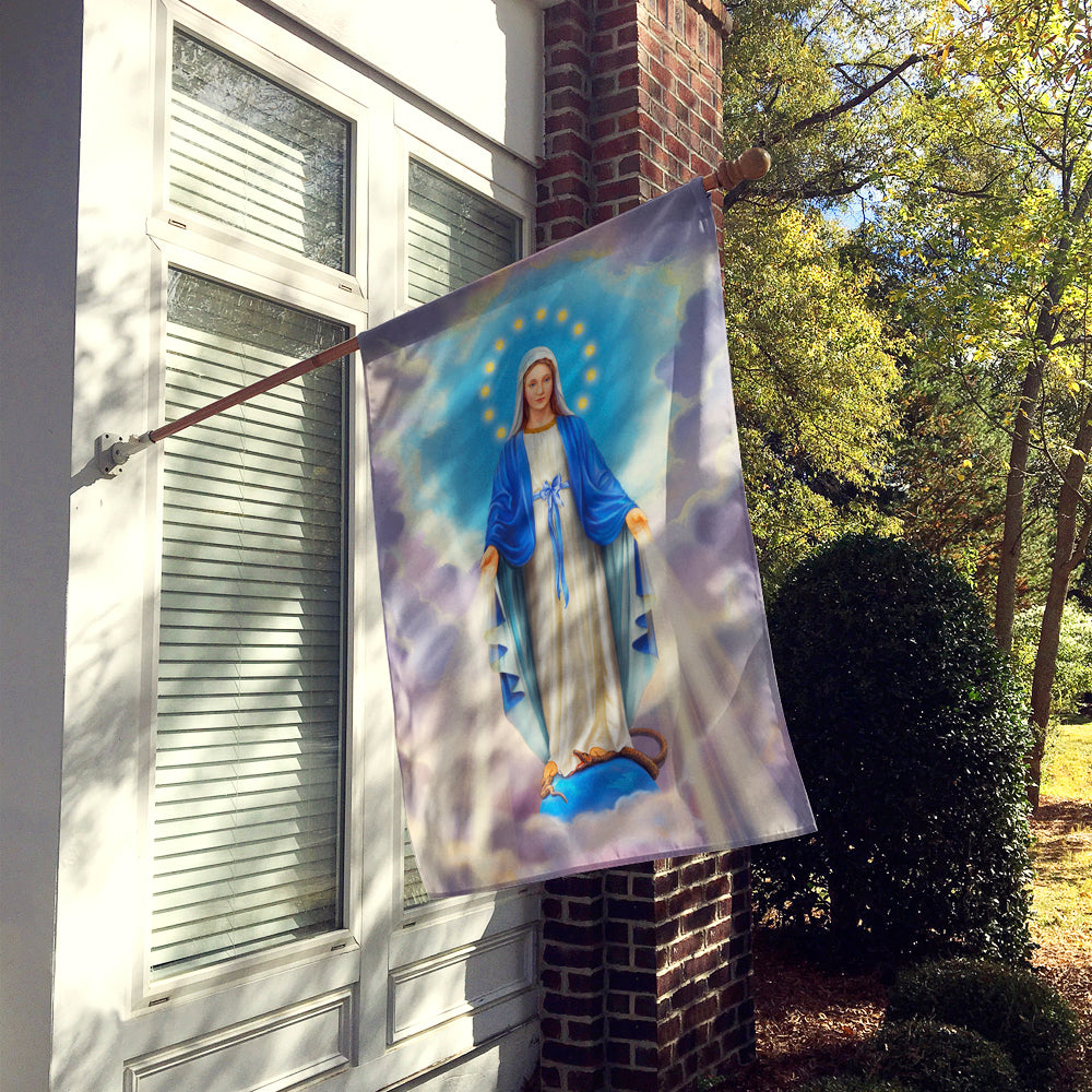 Religious Blessed Virgin Mother Mary House Flag 28x40 Porch Sleeve Pole Decorative Outside Yard Banner Artwork Wall Hanging, Polyester