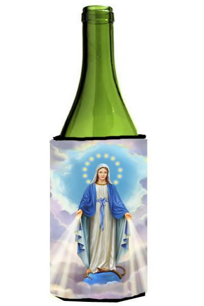Religious Blessed Virgin Mother Mary Wine Bottle Hugger Gift Sleeve for Standard 750 ml Bottles, Insulated Reusable Also Fits Mini Shot & Pint Bottles