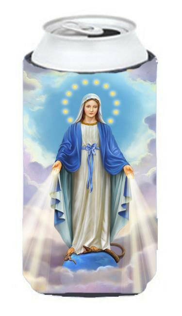 Religious Blessed Virgin Mother Mary Tall Boy Hugger Can Cooler Sleeve Machine Washable Drink Collapsible Insulator Beverage Insulated Holder