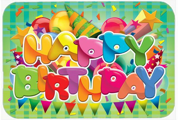 Happy Birthday Cutting Board Tempered Glass Kitchen Cutting Surface, Heat Resistant Chopping, Non-Slip Feet, Food Prep & Serving