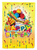 Happy Birthday Party House Flag 28x40 Porch Sleeve Pole Decorative Outside Yard Banner Artwork Wall Hanging, Polyester